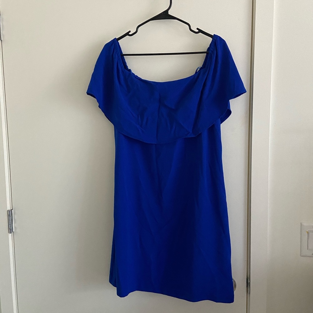 Charles Henry Blue Off the Shoulder Dress
